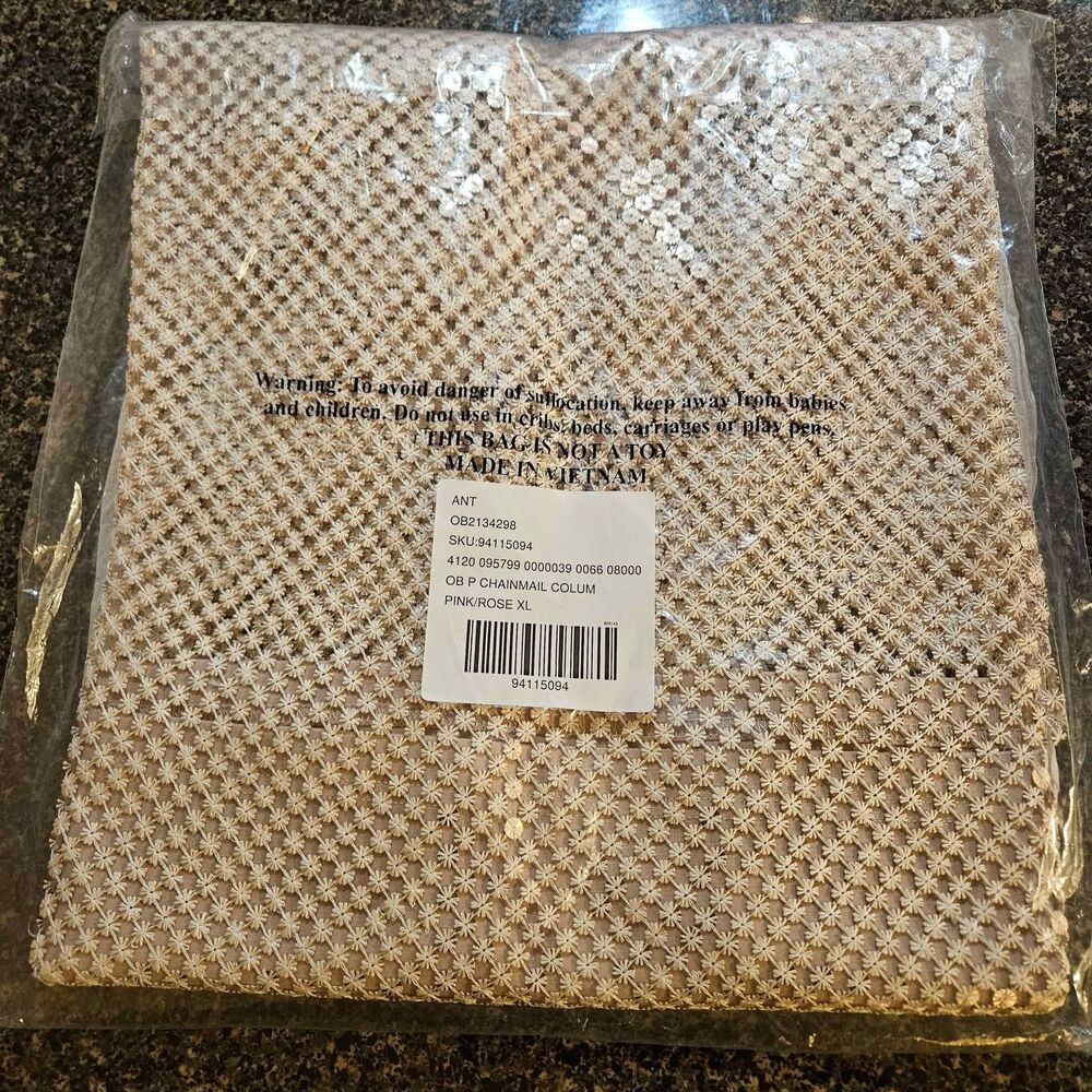 New Anthropologie Pilcro Chainmail Pale Pink Column Mesh Skirt - Picture 7 of 8